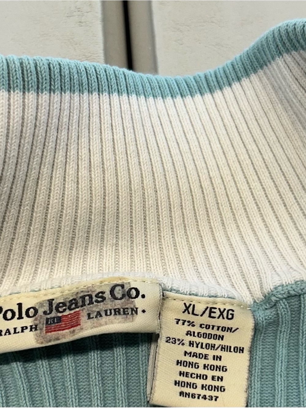 Half-Zip Ribbed Sweater - Light Blue - Picture 3 of 5